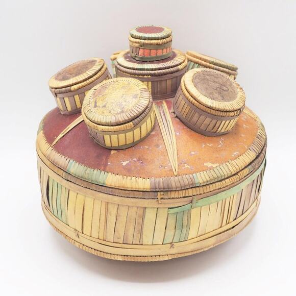 Wicker Sewing Basket Woven Box Country Home Decor Unique Shape